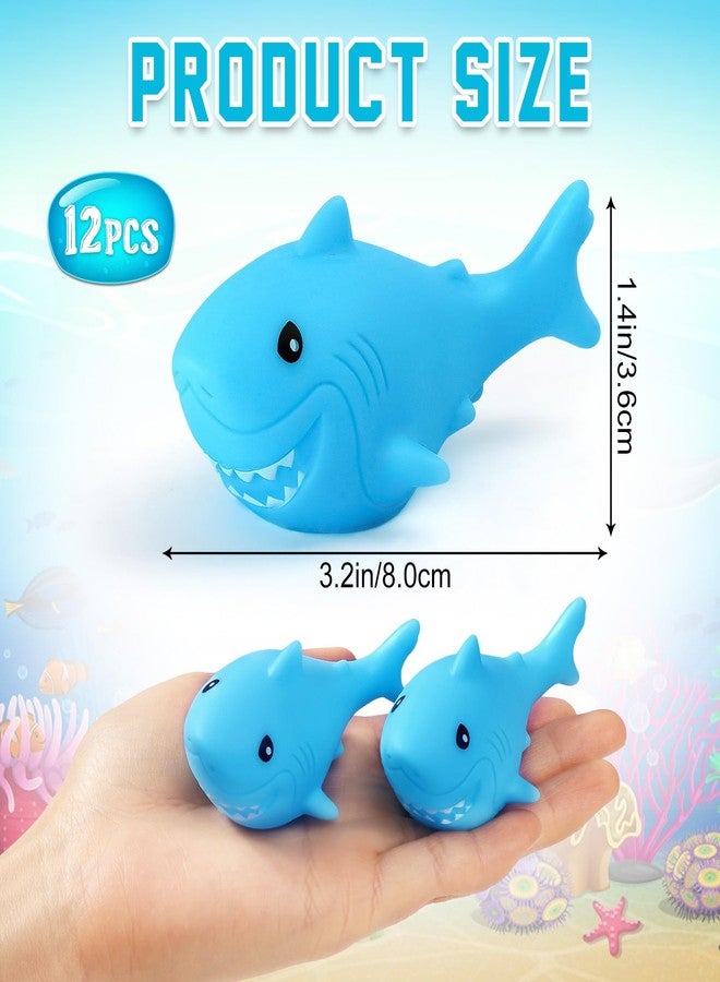 VICROIC 12 PCS Rubber Sharks, Blue Shark Floating Bath Toys, Cute Squeezable and Squeak Sharks for Baby Shower Pool Birthday Party Favors Cake Decoration Classroom Prizes - Image 2